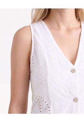Blusa Ojalillo Con Lazos Frontales  Para Mujer Blanco Seven Seven