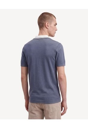 Polo Con Cuello Contraste  Para Hombre Azul Seven Seven