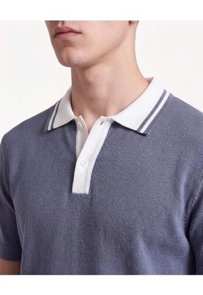 Polo Con Cuello Contraste  Para Hombre Azul Seven Seven