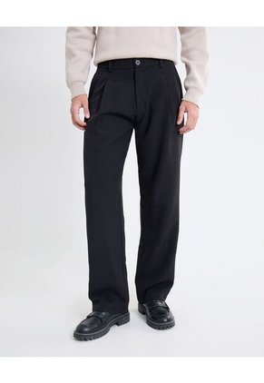 Pantalón Sastre De Corte Actual  Para Hombre Negro Seven Seven