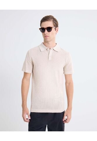 Polo Tejido De Relieve  Para Hombre Beige Seven Seven Seven Seven