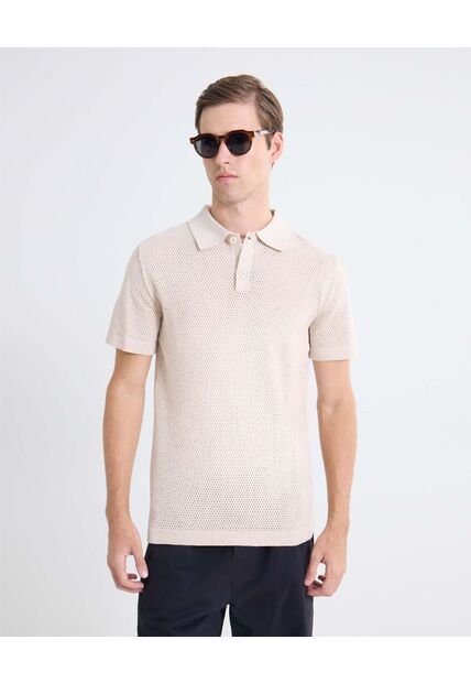 Polo Tejido De Relieve  Para Hombre Beige Seven Seven