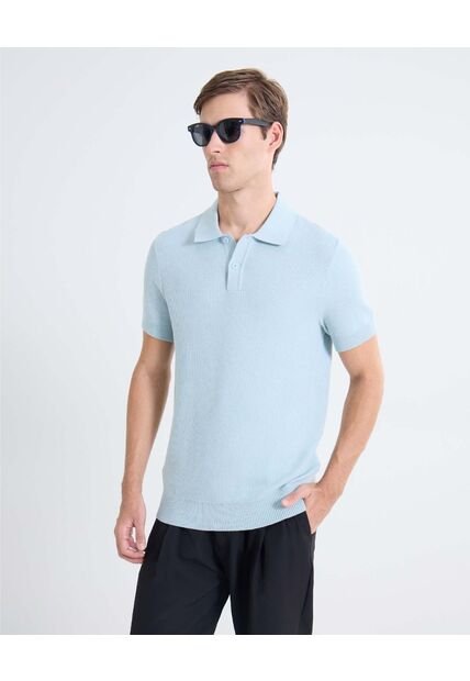 Polo Tejido Tricot  Para Hombre Azul Seven Seven