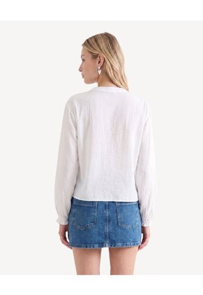 Blusa Bordada De Cuello Neru  Para Mujer Blanco Seven Seven