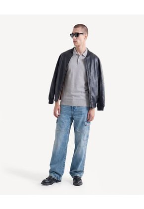Polo Tricot  Regular  Para Hombre Gris Seven Seven