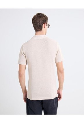 Polo Tejido De Relieve  Para Hombre Beige Seven Seven