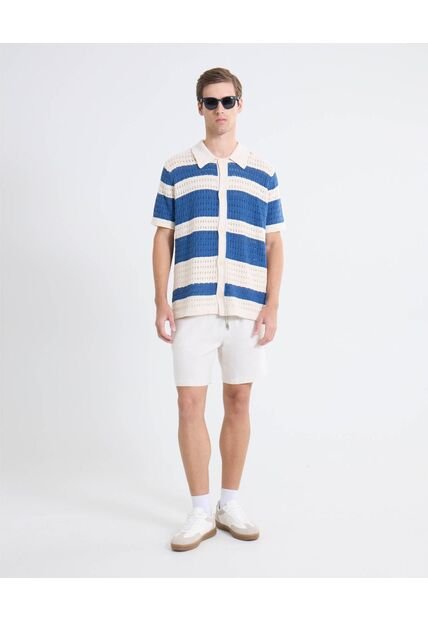 Bermuda Rústica De Cordón Ajustable  Para Hombre Beige Seven Seven