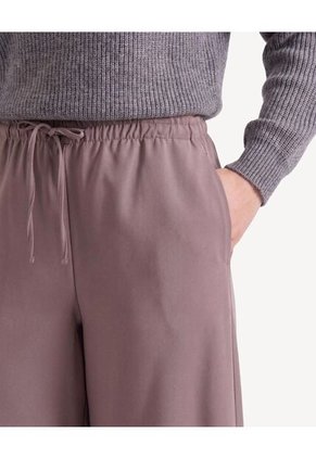 Pantalón Amplio Con Ajuste En Cintura  Para Mujer Café Seven Seven