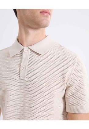 Polo Tejido De Relieve  Para Hombre Beige Seven Seven