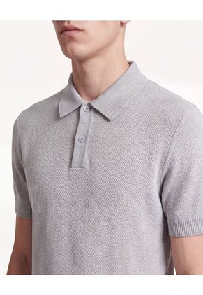 Polo Tricot  Regular  Para Hombre Gris Seven Seven