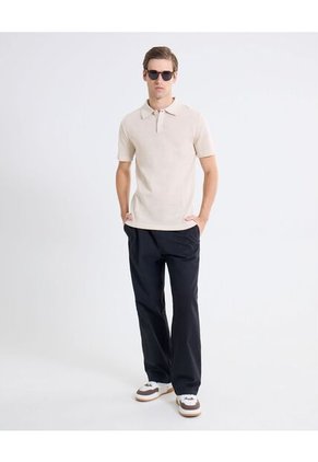 Polo Tejido De Relieve  Para Hombre Beige Seven Seven