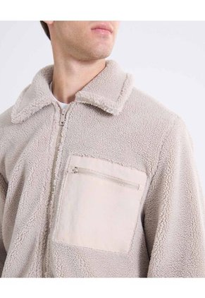 Chaqueta Tejida Con Borrego  Para Hombre Beige Seven Seven