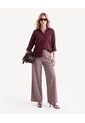 Blusa Camisera Con Charreteras Funcionales  Para Mujer Vino Seven Seven de Seven Seven