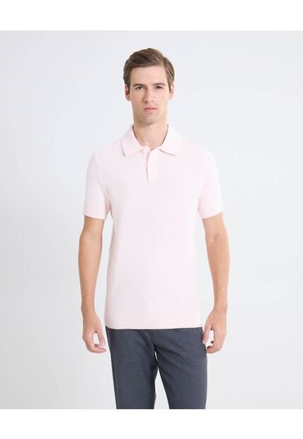 Polo Tricot De Apariencia Actual  Para Hombre Rosado Seven Seven