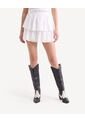 Falda Escalonada Con Textura Ojalillo  Para Mujer Blanco Seven Seven de Seven Seven