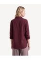 Blusa Camisera Con Charreteras Funcionales  Para Mujer Vino Seven Seven de Seven Seven