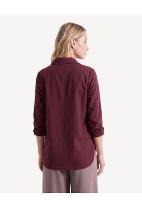 Blusa Camisera Con Charreteras Funcionales  Para Mujer Vino Seven Seven