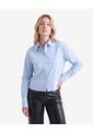 Blusa Camisera Con Contrastes Sutiles  Para Mujer Azul Seven Seven de Seven Seven