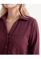 Blusa Camisera Con Charreteras Funcionales  Para Mujer Vino Seven Seven de Seven Seven