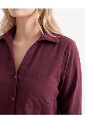 Blusa Camisera Con Charreteras Funcionales  Para Mujer Vino Seven Seven