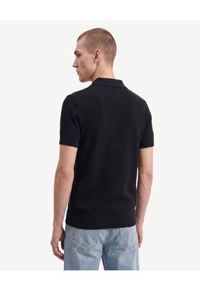 Polo Tejido En Tricot  Para Hombre Negro Seven Seven