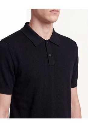 Polo Tejido En Tricot  Para Hombre Negro Seven Seven
