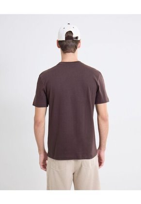 Camiseta Acento Visual Frontal  Para Hombre Café Seven Seven