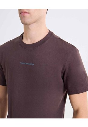 Camiseta Acento Visual Frontal  Para Hombre Café Seven Seven