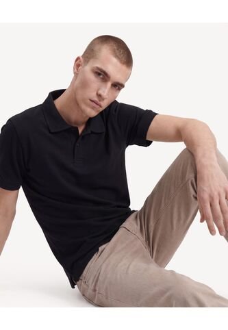 Polo Regular Sport  Para Hombre Negro Seven Seven Seven Seven