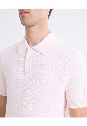 Polo Tricot De Apariencia Actual  Para Hombre Rosado Seven Seven