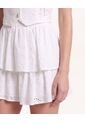 Falda Escalonada Con Textura Ojalillo  Para Mujer Blanco Seven Seven de Seven Seven