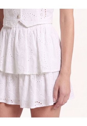 Falda Escalonada Con Textura Ojalillo  Para Mujer Blanco Seven Seven