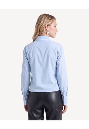 Blusa Camisera Con Contrastes Sutiles  Para Mujer Azul Seven Seven