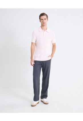 Polo Tricot De Apariencia Actual  Para Hombre Rosado Seven Seven