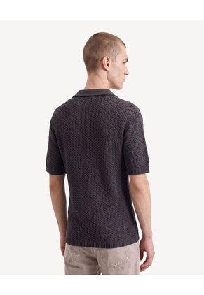 Polo Tejido Abierto  Para Hombre Gris Seven Seven