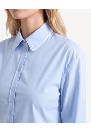 Blusa Camisera Con Contrastes Sutiles  Para Mujer Azul Seven Seven