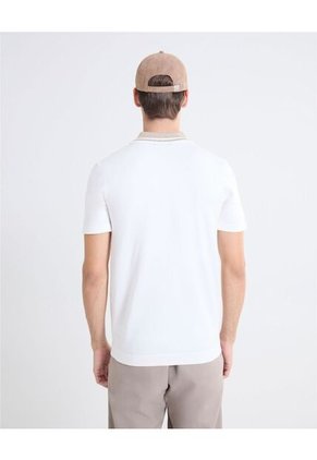 Polo Contraste Frontal  Para Hombre Blanco Seven Seven