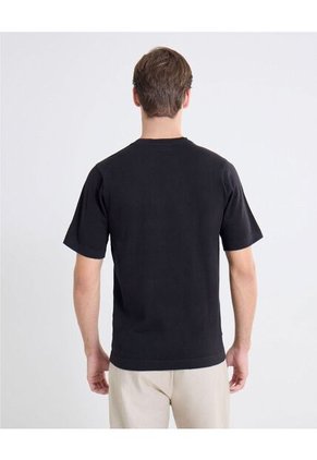 Camiseta Tejida De Relieve Sutil  Para Hombre Negro Seven Seven