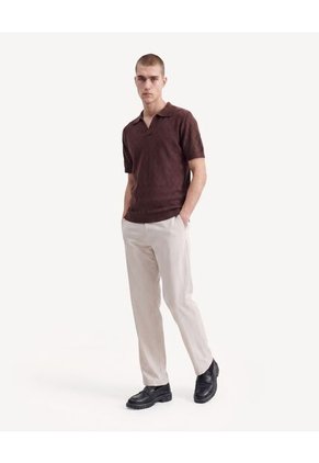 Polo De Textura Perforada  Para Hombre Café Seven Seven