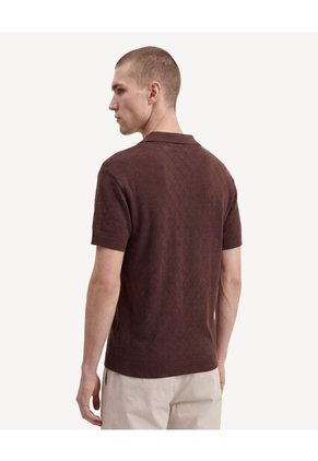 Polo De Textura Perforada  Para Hombre Café Seven Seven