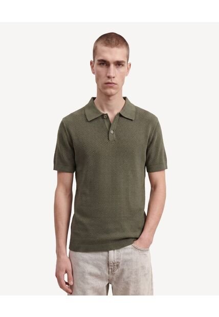 Polo Tejido De Ajuste  Para Hombre Verde Seven Seven