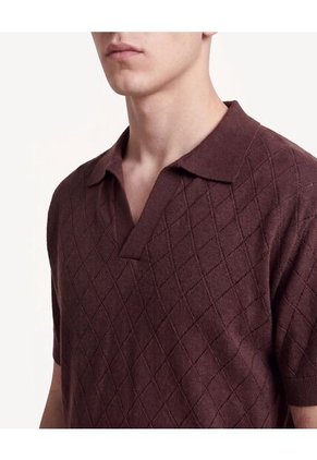 Polo De Textura Perforada  Para Hombre Café Seven Seven
