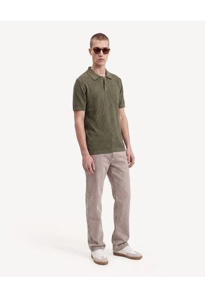 Polo Tejido De Ajuste  Para Hombre Verde Seven Seven