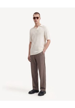 Polo Tricot Tipo Malla  Para Hombre Beige Seven Seven