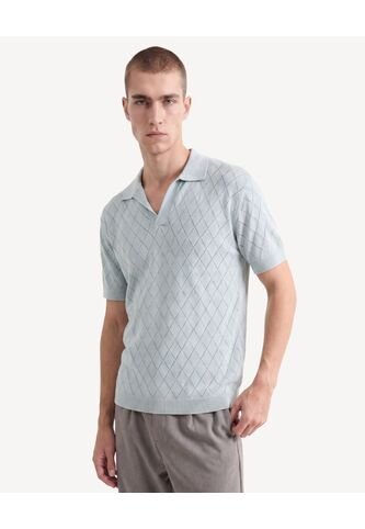 Polo De Tejido Abierto  Para Hombre Verde Seven Seven Seven Seven