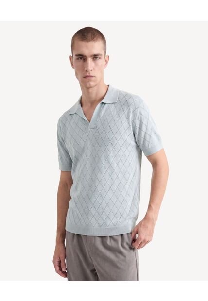 Polo De Tejido Abierto  Para Hombre Verde Seven Seven