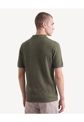 Polo Tejido De Ajuste  Para Hombre Verde Seven Seven