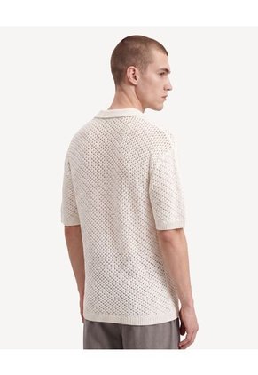 Polo Tricot Tipo Malla  Para Hombre Beige Seven Seven