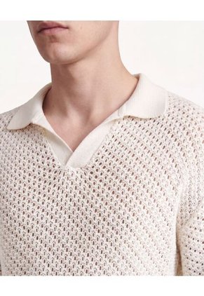 Polo Tricot Tipo Malla  Para Hombre Beige Seven Seven