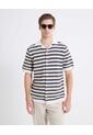 Camisa Crochet De Rayas  Para Hombre Marfil Seven Seven de Seven Seven